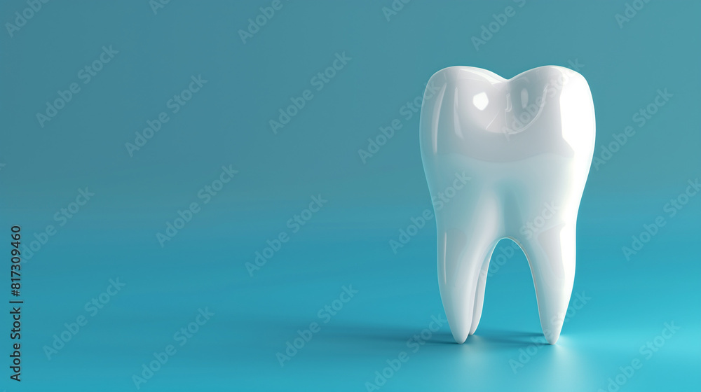 3D rendering of a white tooth on a blue background with copy space for text or design, representing a teeth health concept with a close up view. 3D rendering of a white tooth on a blue background with copy space for text or design, representing a teeth health concept with a close up view.