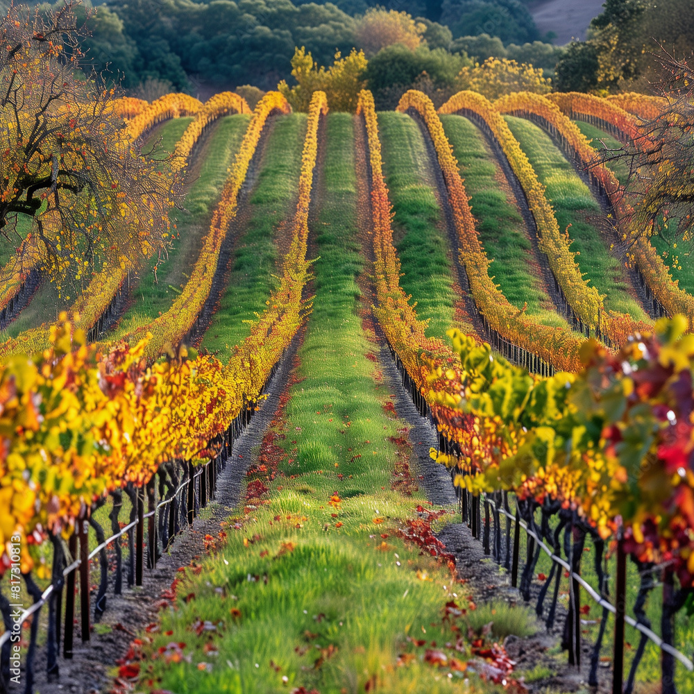Fototapeta premium AI generated illustration of Vineyards in Napa Valley