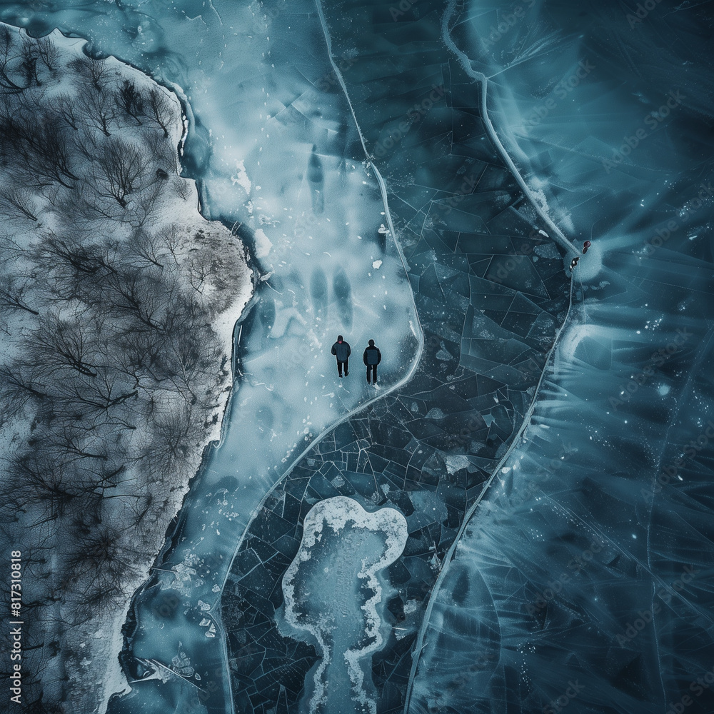 Φωτογραφία AI generated illustration of a view of a frozen lake in northern Sweden in the m