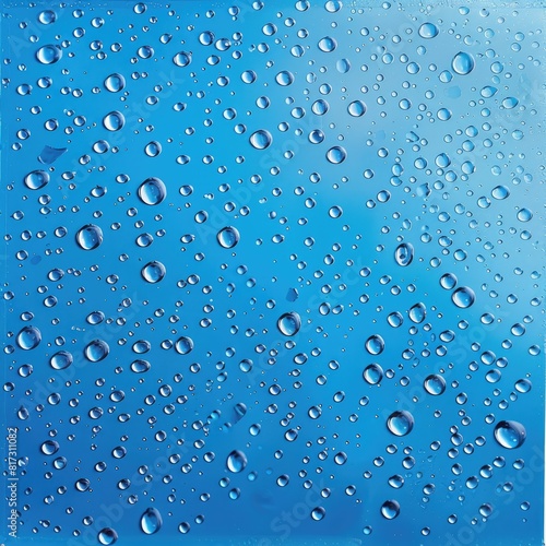 Atmospheric background with water droplets. Monochrome. The texture of water on a blue background.