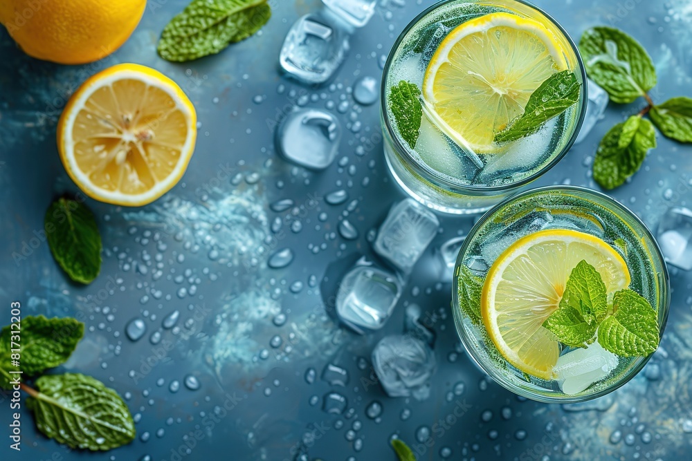 Mojito or virgin mojito long rum drink with fresh mint, lime juice, cane sugar and soda Mojito or virgin mojito long rum drink with fresh mint, lime juice, cane sugar and soda