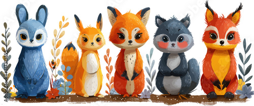 Adorable Collection of Colorful Illustrated Wild Animals - Perfect for Children’s Books and Educational Materials, Vector Set