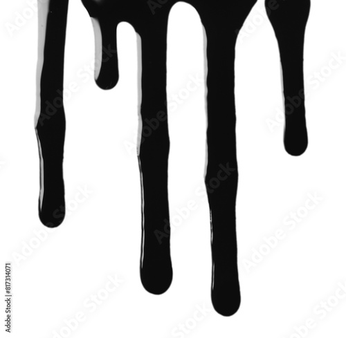 Black glossy oil flowing on white background