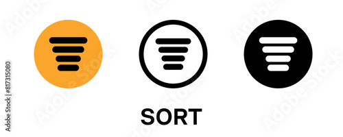 Set of icons from seiri or sort in English, with 3 types of icon colors, yellow, white and black. This icon is suitable for presenting the 5s system
