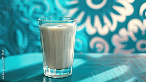 Celebrate World Milk Day with a refreshing glass of milk set against a vibrant blue patterned background