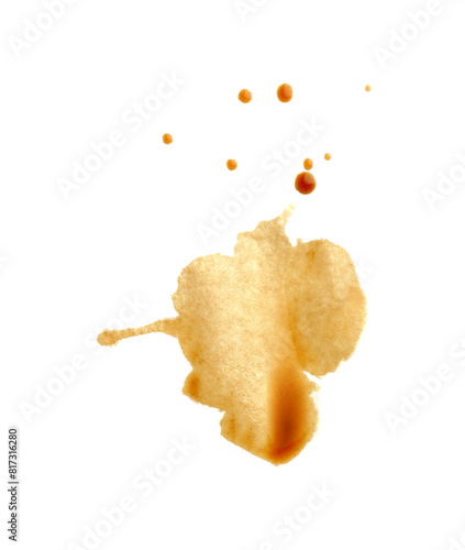 Dried coffee stain isolated on white, top view