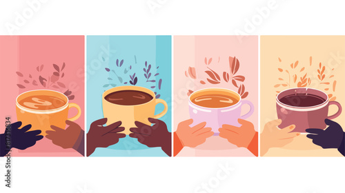 Tea and coffee drinks banner or card templates coll photo