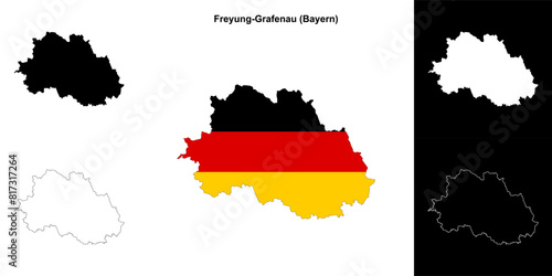 Freyung-Grafenau  Bayern  blank outline map set