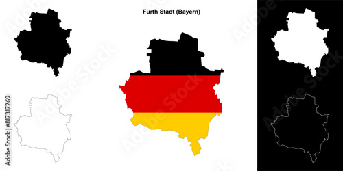 Furth Stadt (Bayern) blank outline map set