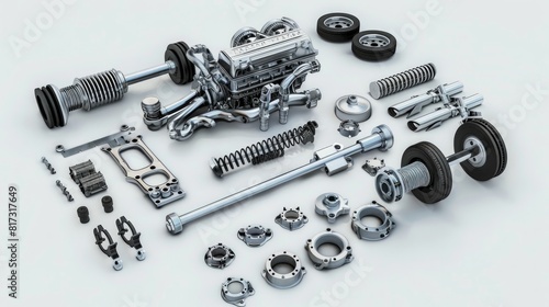 3D illustration of isolated auto parts on a white background.