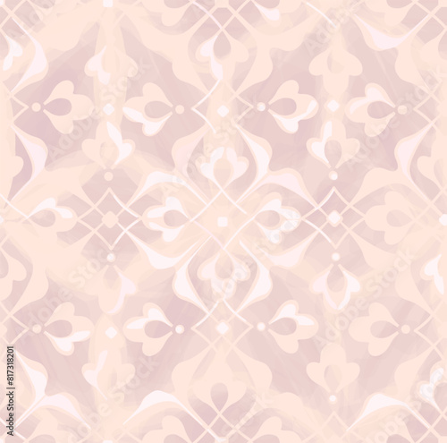  Floral arabesque minimal Seamless pattern. geometric brocade texture. Fabric background. Abstract trendy fabric design style.