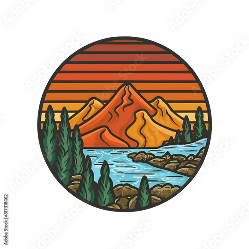 Mountain illustrator for t-shirt prints