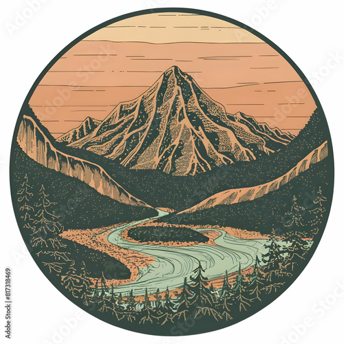 Mountain illustrator for t-shirt prints, mountain design logo