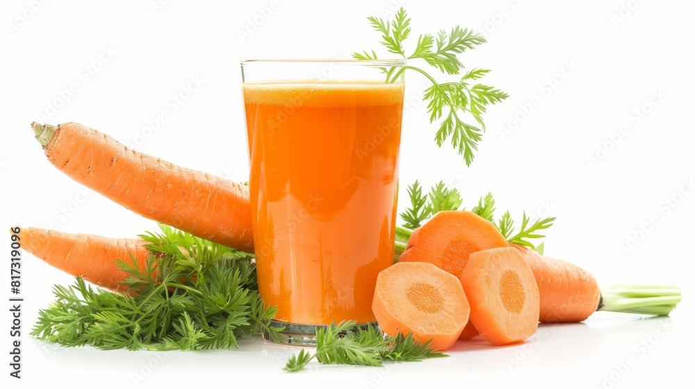 Carrots with green tops in a glass container on white.
Carrots with green tops in a glass container on white.