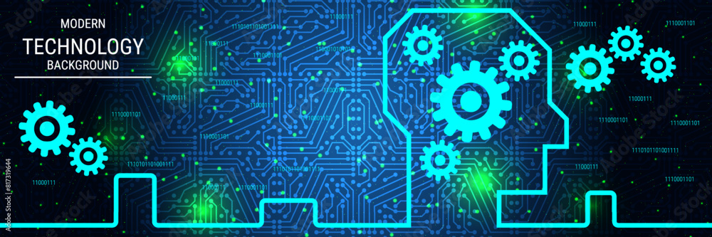 Obraz premium Modern technology style vector banner design template