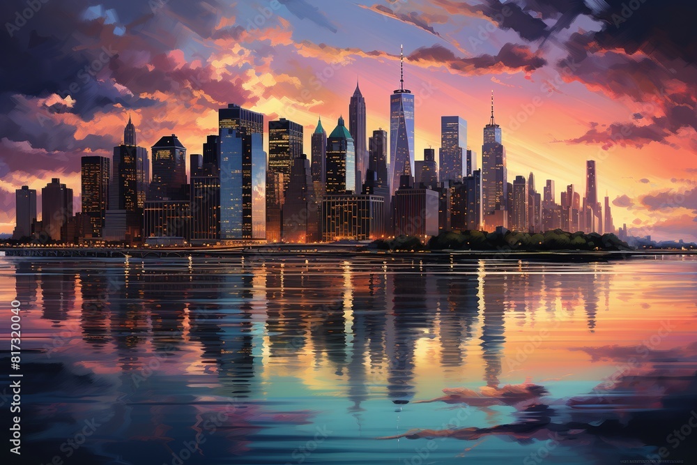 Obraz premium City Skyline at Sunset