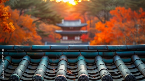 Beautiful autumn colors at Deoksugung Palace in Seoul, South Korea photo