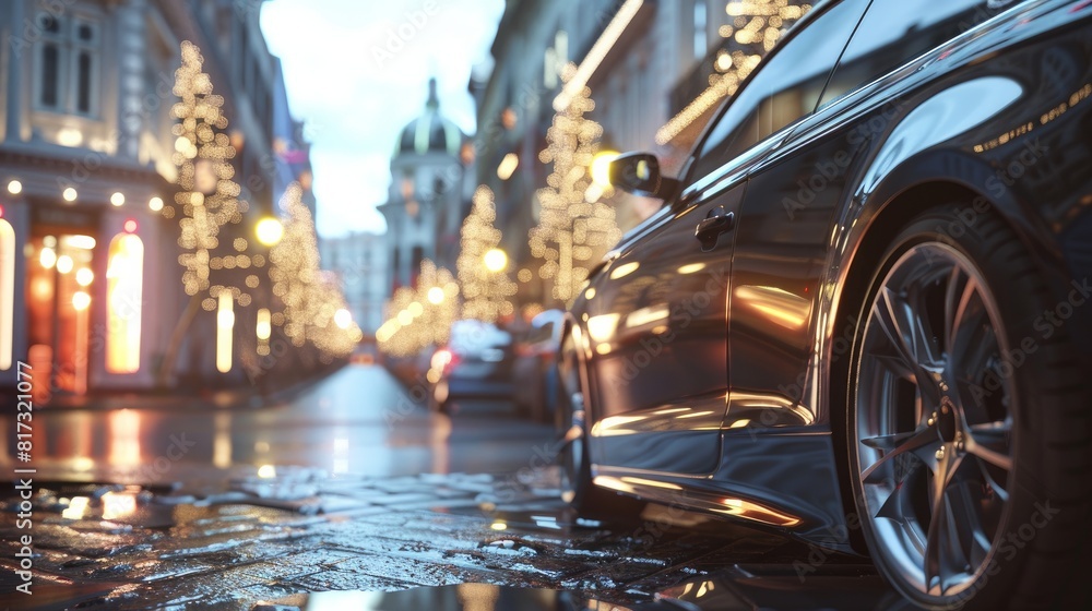 A car parked on a street, ready for an evening photoshoot.
A car parked on a street, ready for an evening photoshoot.