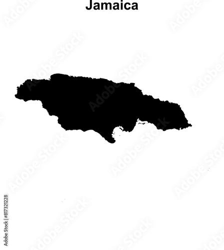 Jamaica blank outline map design