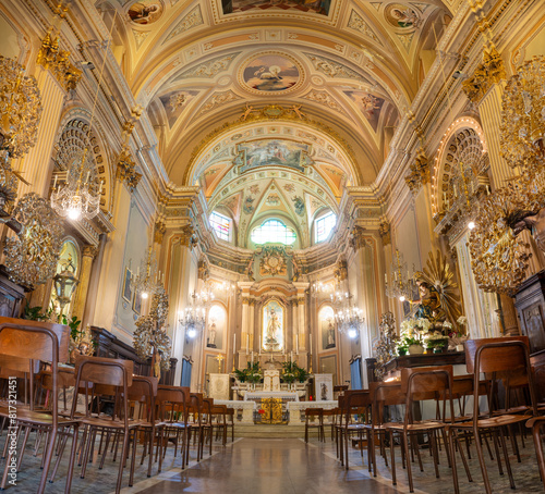 Interior of the Oratorio delle Cappe Bianche church, home of the Confraternity of the White Disciplinants