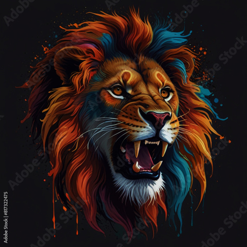 Roaring Lion Mascot Character Logo design for t-shirt