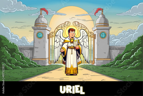Archangel Uriel Cartoon Character Vector Illustration