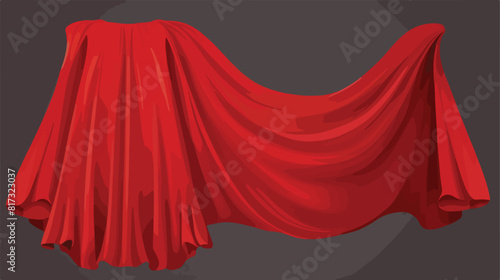 Template of red silk hero cloak from flowing fabric