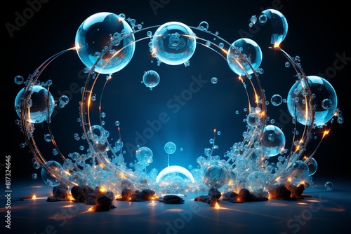 Circle of Soap Bubbles on Black Background