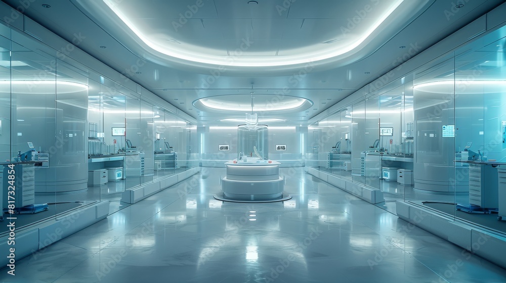 Featuring advanced medical technology, this futuristic laboratory