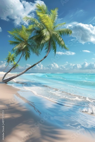  palm trees ocean sand travel vacation Generative AI