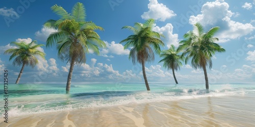  palm trees ocean sand travel vacation Generative AI