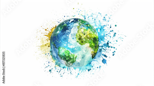 Vibrant Watercolor Painting of Earth
