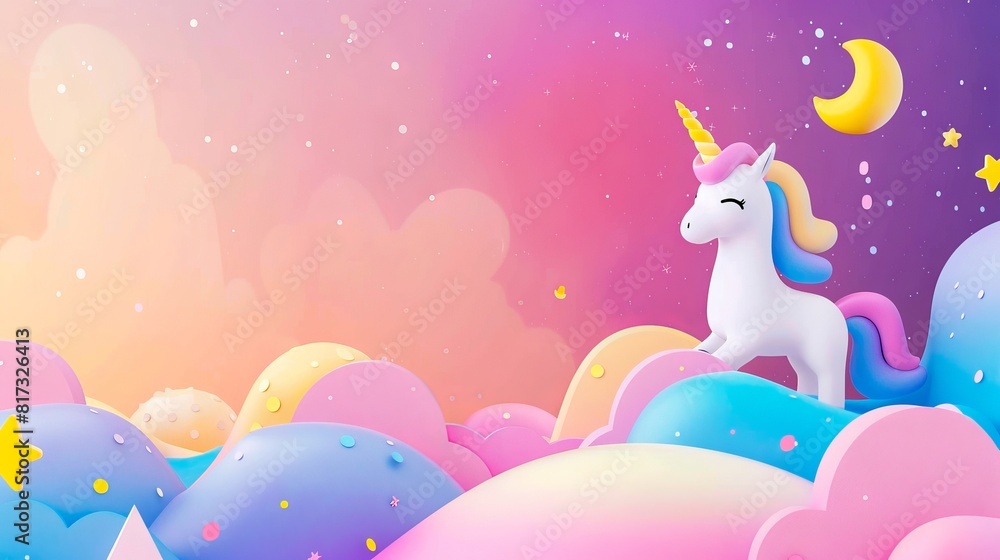 Unicorn in the clouds children's background. Unicorn in the clouds children's background.