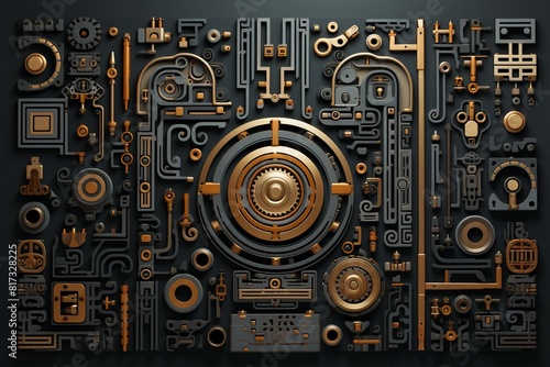 Black and Gold Background With Gears