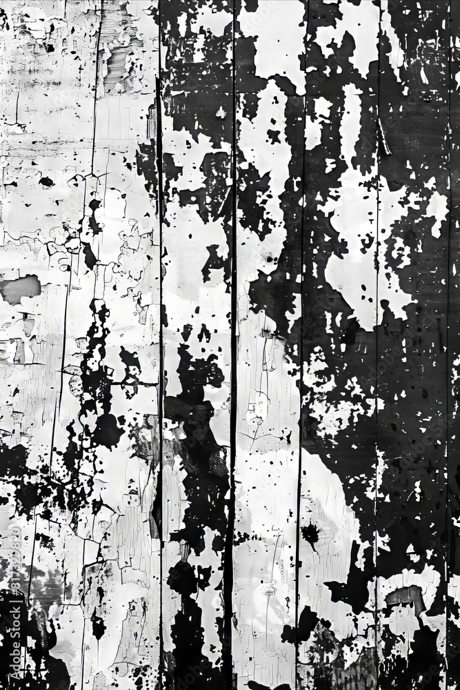 Fototapeta premium Black and white photo of a peeling wall.