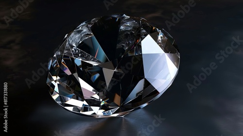 A large diamond is shown on a black surface.