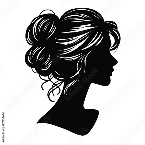 Vector illustration of a black woman's silhouette on a white separate background