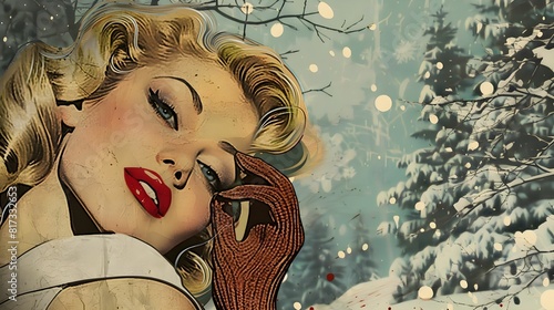 VINTAGE WINTER WOMAN  ILLUSTRATION CONCEPT