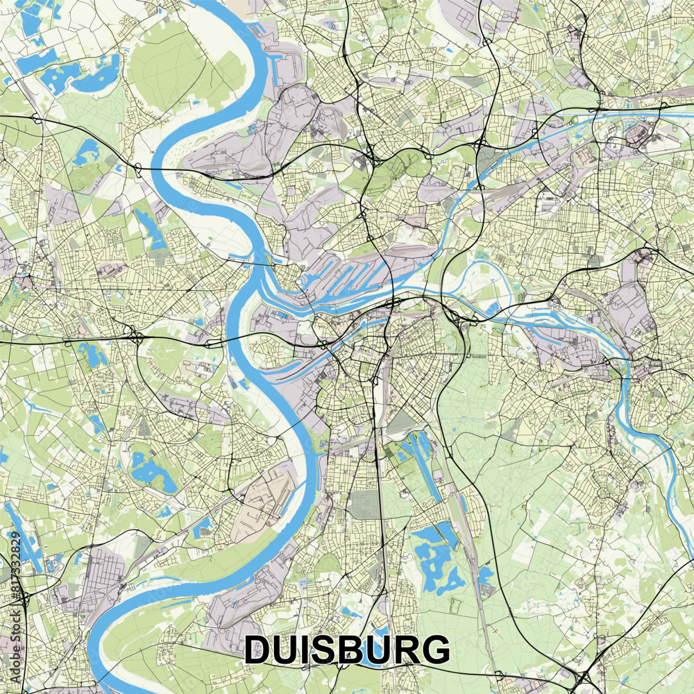 Obraz premium Duisburg, Germany map poster art