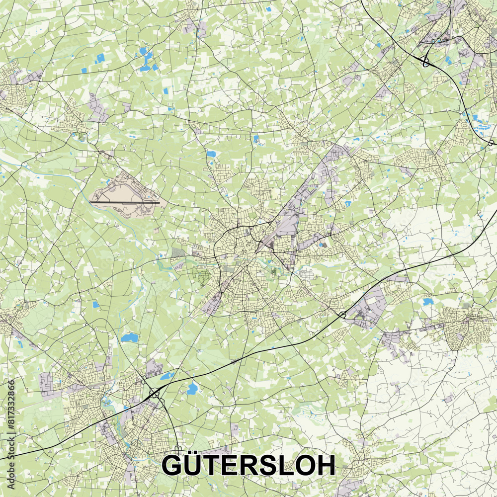 Fototapeta premium Gütersloh, Germany map poster art
