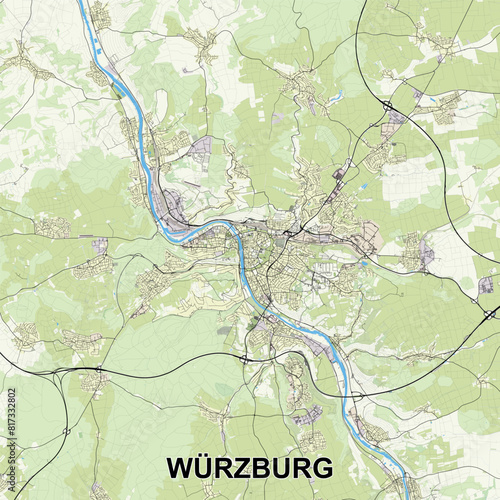Würzburg, Germany map poster art