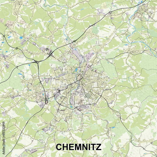 Chemnitz, Germany map poster art