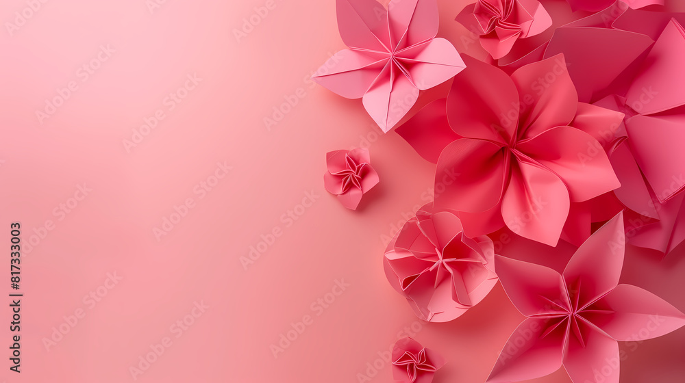 Delicate pink paper flowers background design Delicate pink paper flowers background design