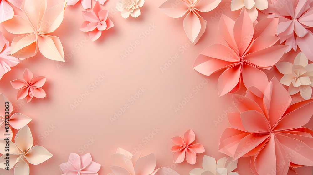 Delicate pink paper flowers background design Delicate pink paper flowers background design