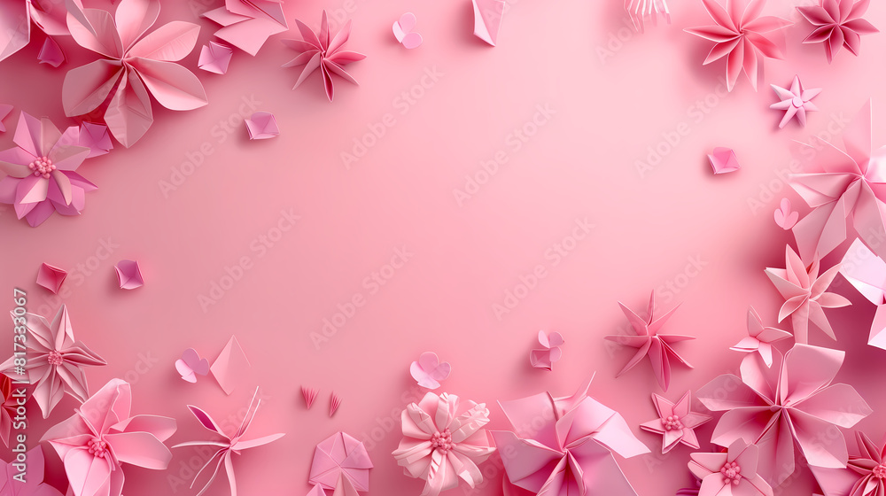 Delicate pink paper flowers background design Delicate pink paper flowers background design