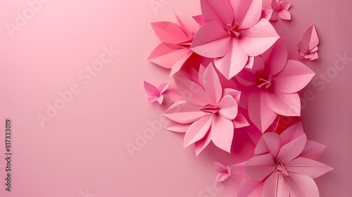 Delicate pink paper flowers background design