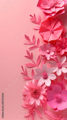 Delicate pink paper flowers background design