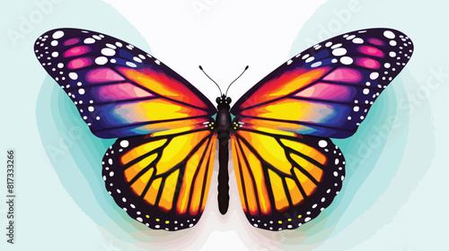 Top view of beautiful monarch butterfly sketch illu