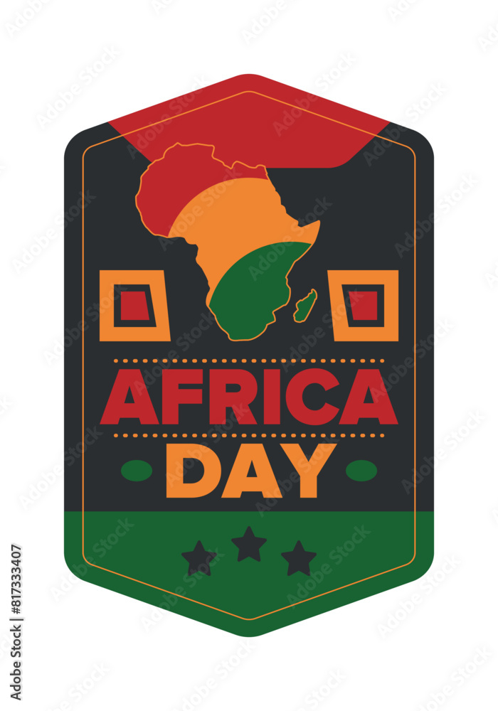 Africa Day. Happy African Freedom Day and Liberation Day. Celebrate annual on the African continent and around the world. African pattern. Poster, card, banner and background. Vector illustration