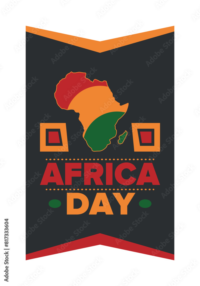 Africa Day. Happy African Freedom Day and Liberation Day. Celebrate annual on the African continent and around the world. African pattern. Poster, card, banner and background. Vector illustration Africa Day. Happy African Freedom Day and Liberation Day. Celebrate annual on the African continent and around the world. African pattern. Poster, card, banner and background. Vector illustration